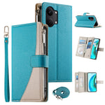 For Xiaomi Poco X8 Pro Max 5G / Redmi Turbo 5 Max 5G Leather Case Zipper Wallet Color Splicing Flip Phone Cover with Straps