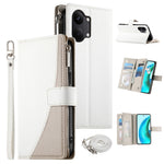 For Xiaomi Poco X8 Pro Max 5G / Redmi Turbo 5 Max 5G Leather Case Zipper Wallet Color Splicing Flip Phone Cover with Straps