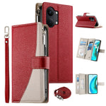 For Xiaomi Poco X8 Pro Max 5G / Redmi Turbo 5 Max 5G Leather Case Zipper Wallet Color Splicing Flip Phone Cover with Straps
