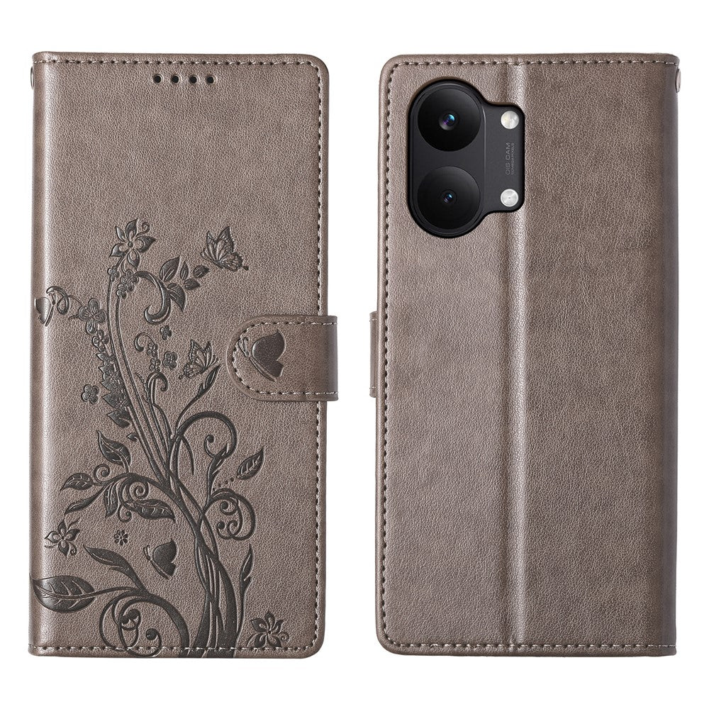 Xiaomi Poco X8 Pro Max 5G / Redmi Turbo 5 Max 5G tegnebogsetui i PU-læder med sommerfugle- og blomstermønster samt håndledsrem