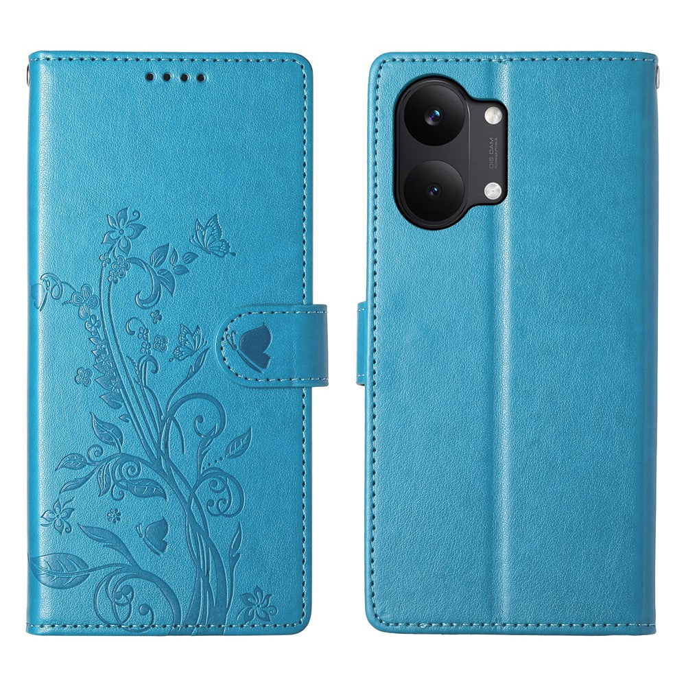 Xiaomi Poco X8 Pro Max 5G / Redmi Turbo 5 Max 5G tegnebogsetui i PU-læder med sommerfugle- og blomstermønster samt håndledsrem
