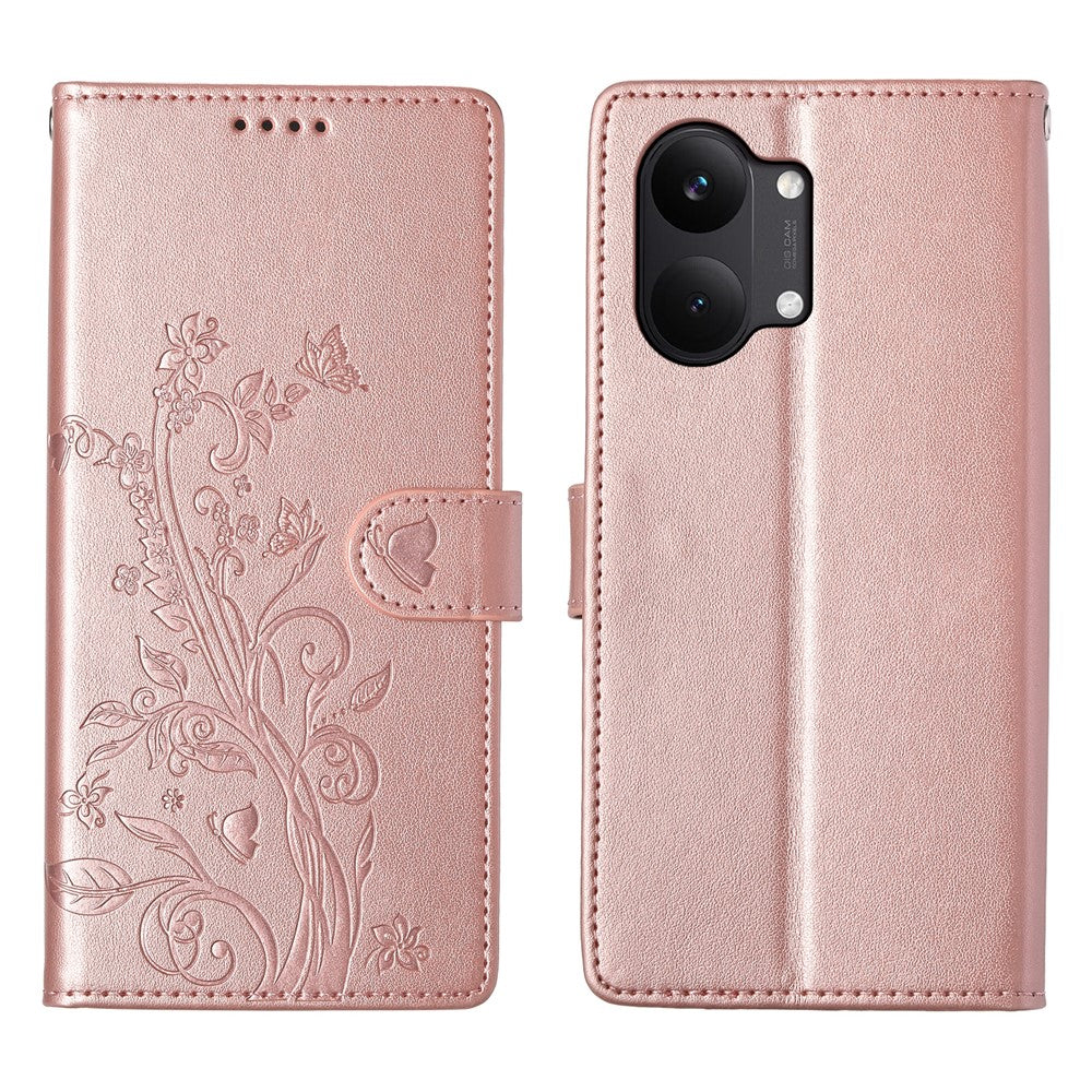 Xiaomi Poco X8 Pro Max 5G / Redmi Turbo 5 Max 5G tegnebogsetui i PU-læder med sommerfugle- og blomstermønster samt håndledsrem