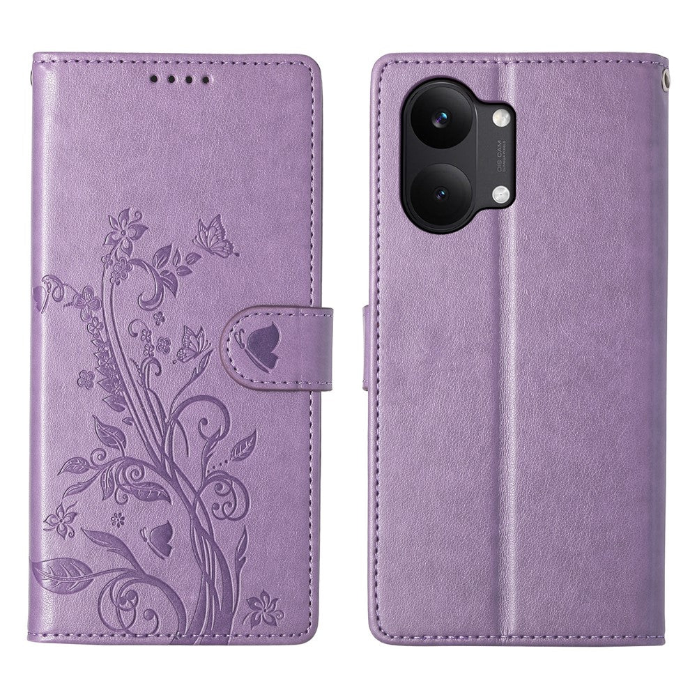 Xiaomi Poco X8 Pro Max 5G / Redmi Turbo 5 Max 5G tegnebogsetui i PU-læder med sommerfugle- og blomstermønster samt håndledsrem