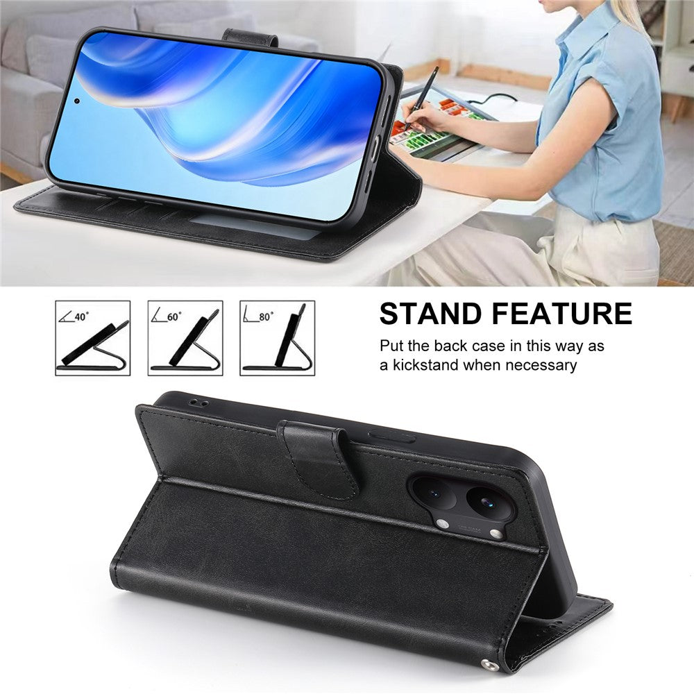 For Xiaomi Poco X8 Pro Max 5G / Redmi Turbo 5 Max 5G Phone Case Stand Wallet Calf Texture PU Leather Flip Phone Cover with Wrist Strap