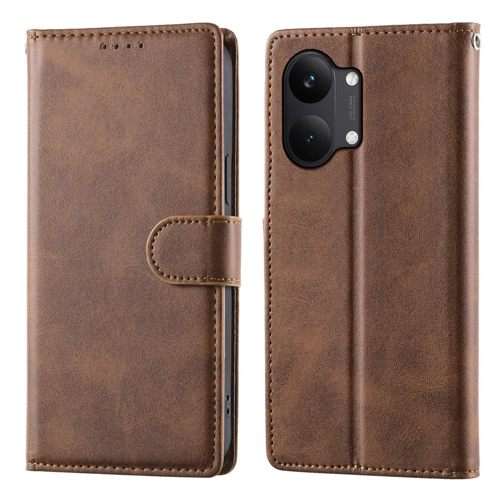For Xiaomi Poco X8 Pro Max 5G / Redmi Turbo 5 Max 5G Phone Case Stand Wallet Calf Texture PU Leather Flip Phone Cover with Wrist Strap