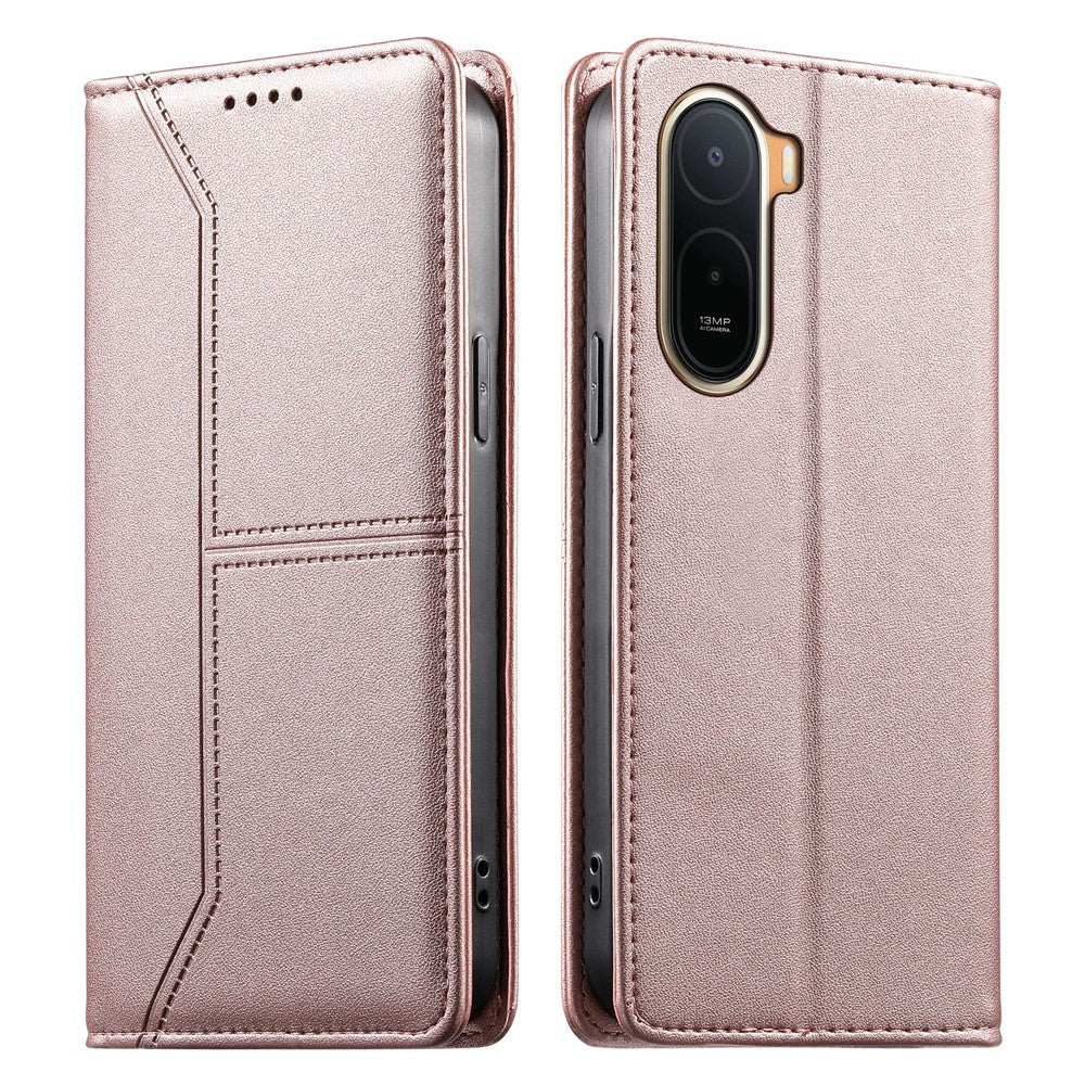 Wallet Stand Case for Xiaomi Poco C85x 5G / Redmi A7 Pro 4G (171.56mm) / Redmi A7 Pro 5G Line Splicing TPU PU Leather Phone Cover