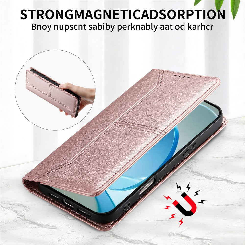 Wallet Stand Case for Xiaomi Poco C85x 5G / Redmi A7 Pro 4G (171.56mm) / Redmi A7 Pro 5G Line Splicing TPU PU Leather Phone Cover