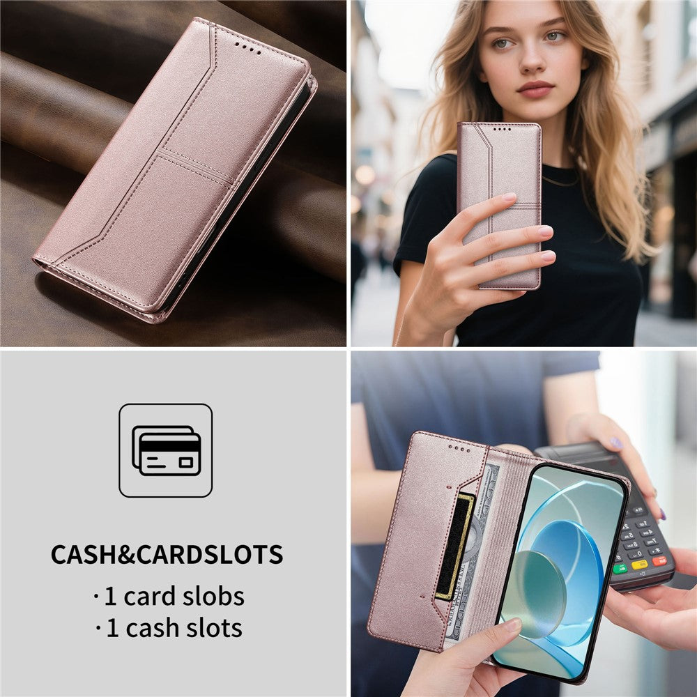 Wallet Stand Case for Xiaomi Poco C85x 5G / Redmi A7 Pro 4G (171.56mm) / Redmi A7 Pro 5G Line Splicing TPU PU Leather Phone Cover