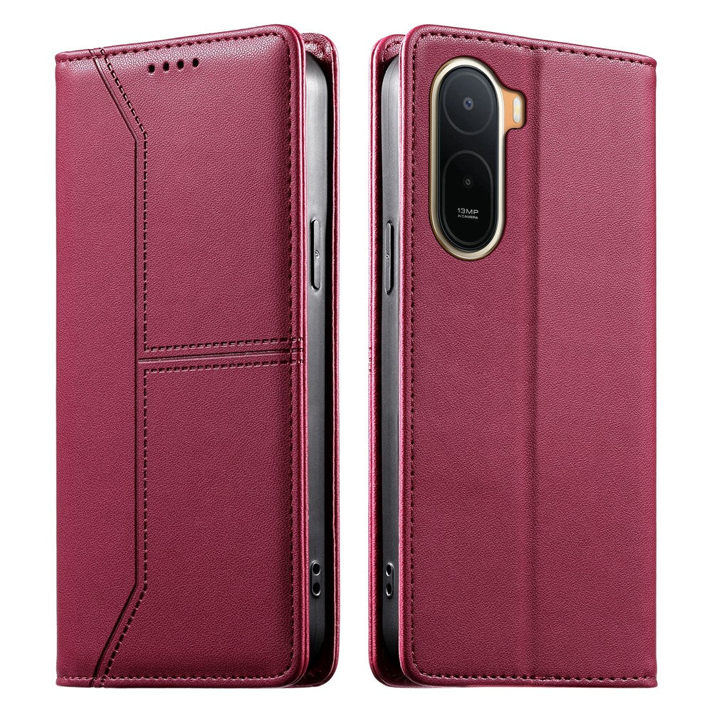 Wallet Stand Case for Xiaomi Poco C85x 5G / Redmi A7 Pro 4G (171.56mm) / Redmi A7 Pro 5G Line Splicing TPU PU Leather Phone Cover