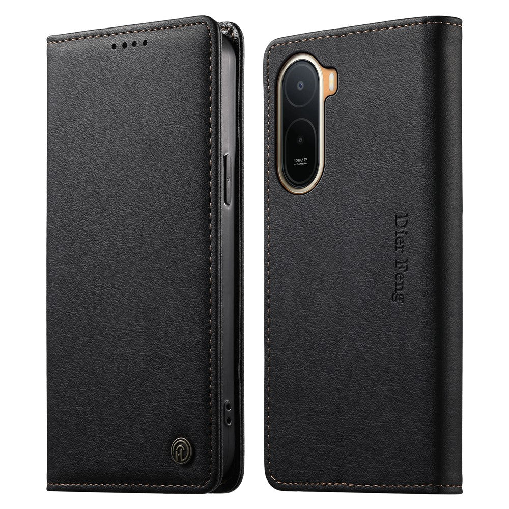DIERFENG DF-019 Leather Wallet Case for Xiaomi Poco C85x 5G / Redmi A7 Pro 4G (171.56mm) / Redmi A7 Pro 5G Magnetic Flip Cover with Card Slots RFID Blocking