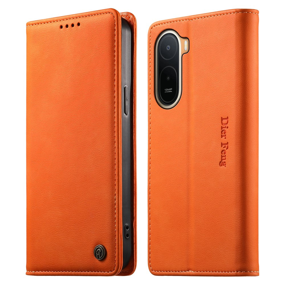 DIERFENG DF-019 Leather Wallet Case for Xiaomi Poco C85x 5G / Redmi A7 Pro 4G (171.56mm) / Redmi A7 Pro 5G Magnetic Flip Cover with Card Slots RFID Blocking