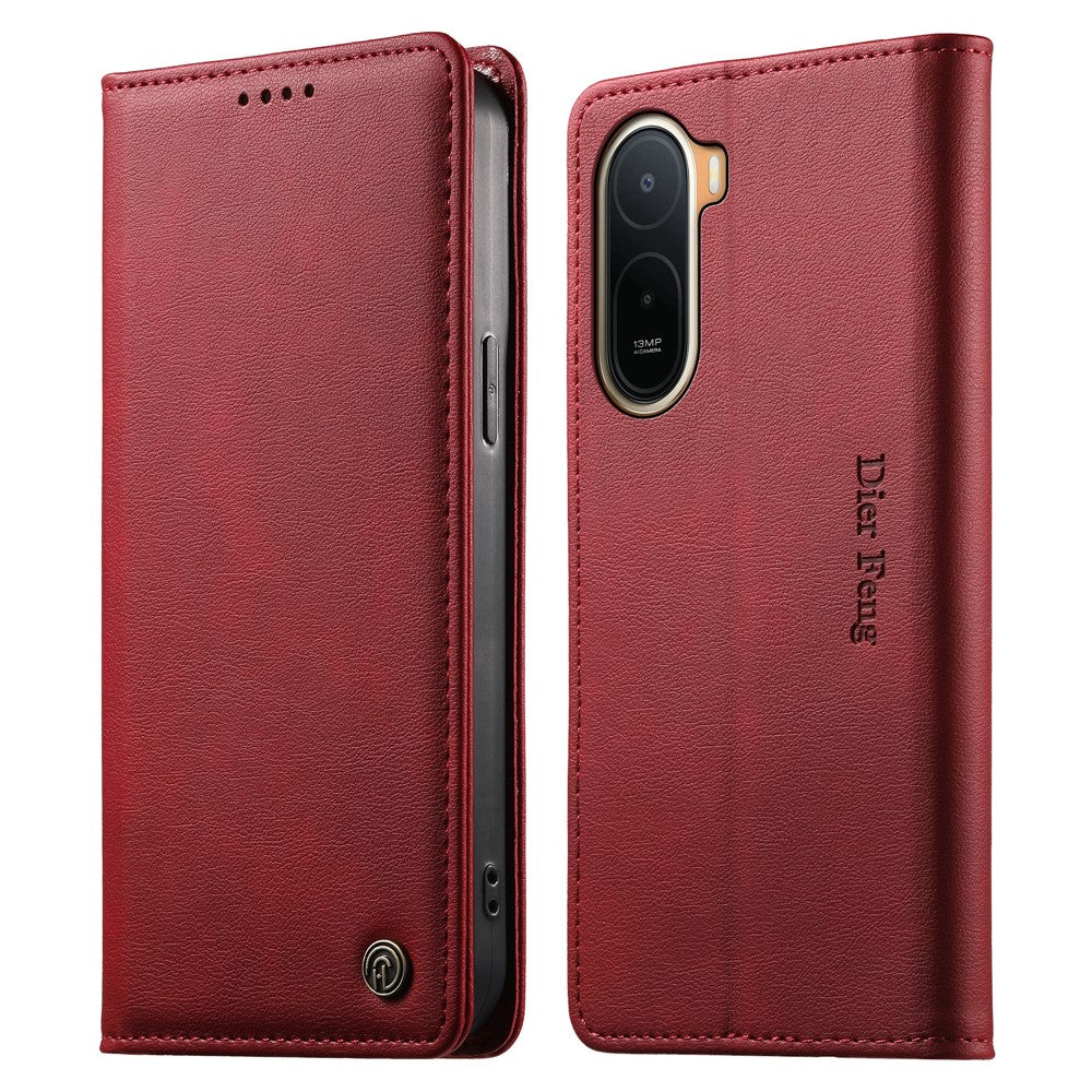 DIERFENG DF-019 Leather Wallet Case for Xiaomi Poco C85x 5G / Redmi A7 Pro 4G (171.56mm) / Redmi A7 Pro 5G Magnetic Flip Cover with Card Slots RFID Blocking