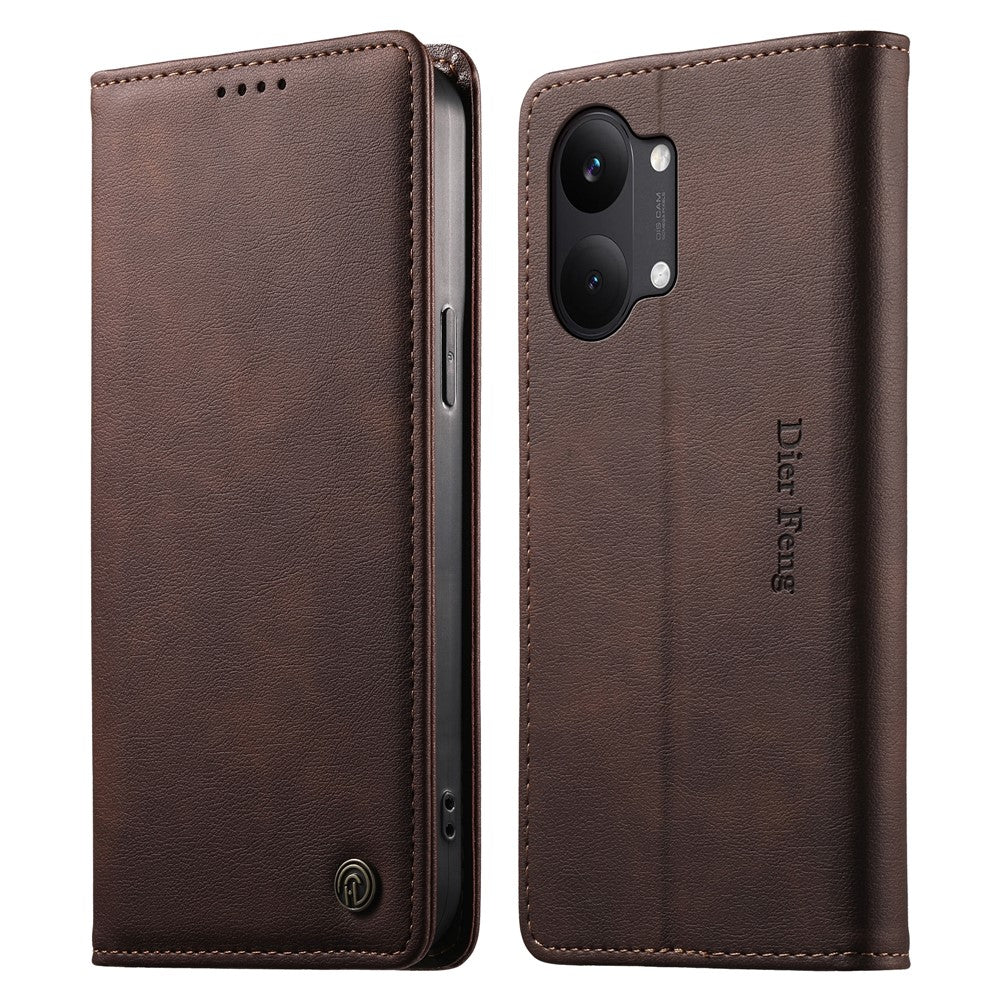 DIERFENG DF-019 Leather Wallet Case for Xiaomi Poco X8 Pro Max 5G  /  Redmi Turbo 5 Max 5G Magnetic Flip Cover with Card Slots RFID Blocking