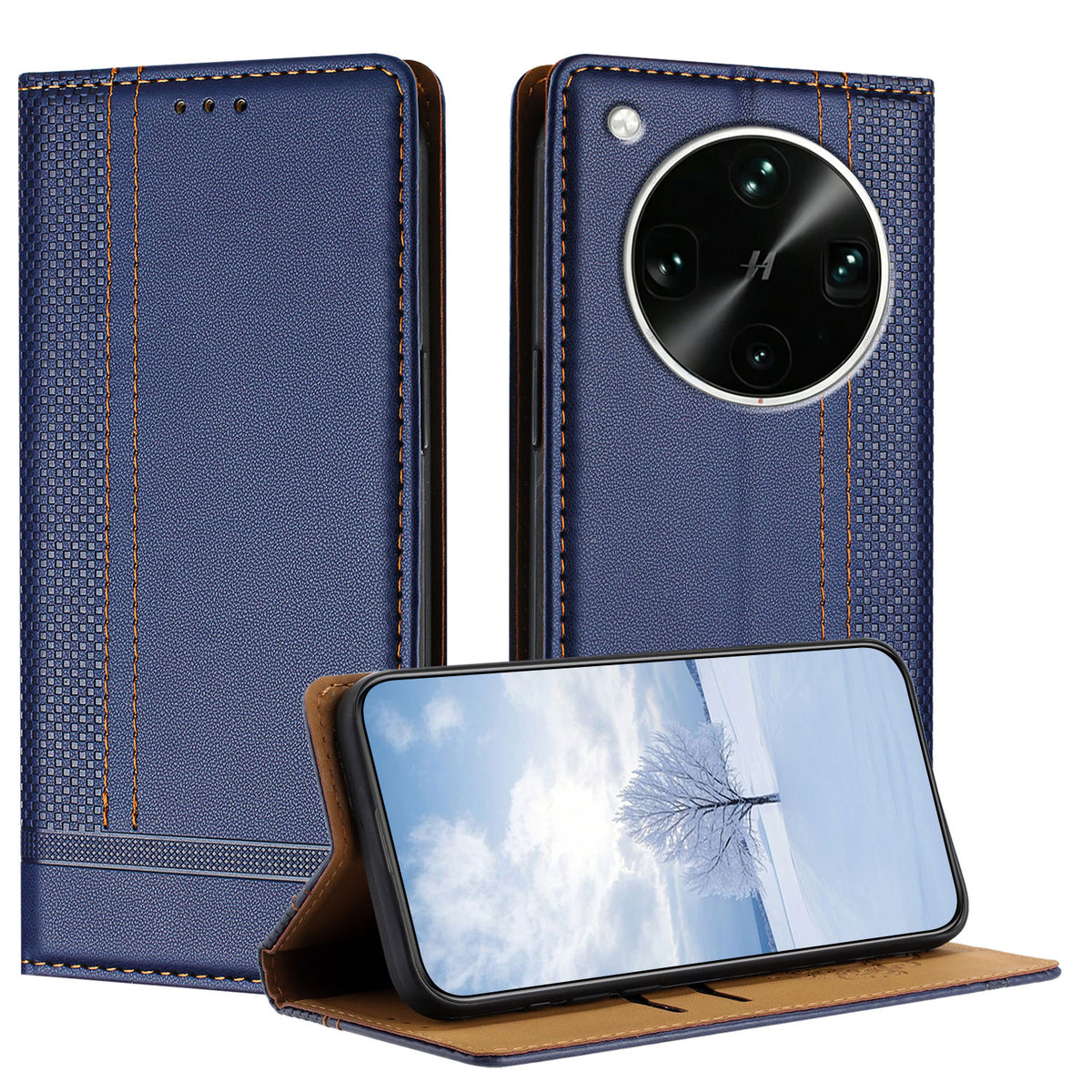 For Oppo Find X9 Ultra 5G Case L-Shaped Grid Pattern Leather Stand Phone Cover with Card Slots
