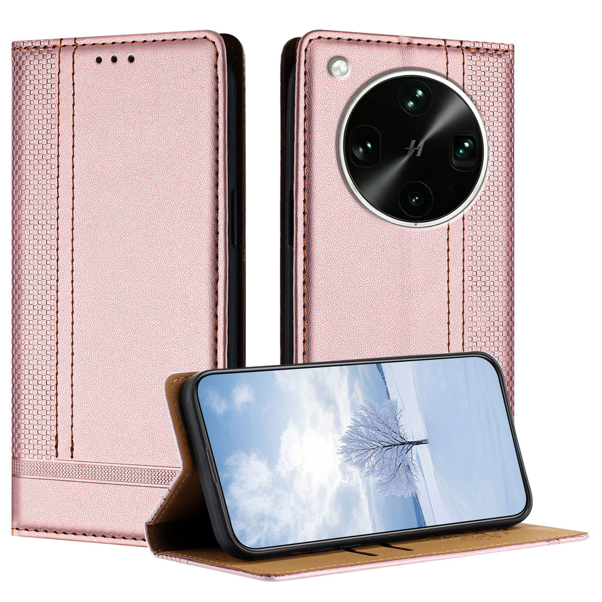 For Oppo Find X9 Ultra 5G Case L-Shaped Grid Pattern Leather Stand Phone Cover with Card Slots
