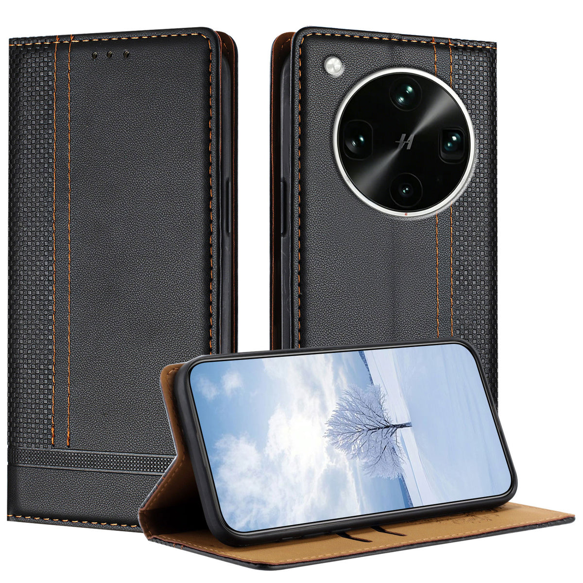 For Oppo Find X9 Ultra 5G Case L-Shaped Grid Pattern Leather Stand Phone Cover with Card Slots