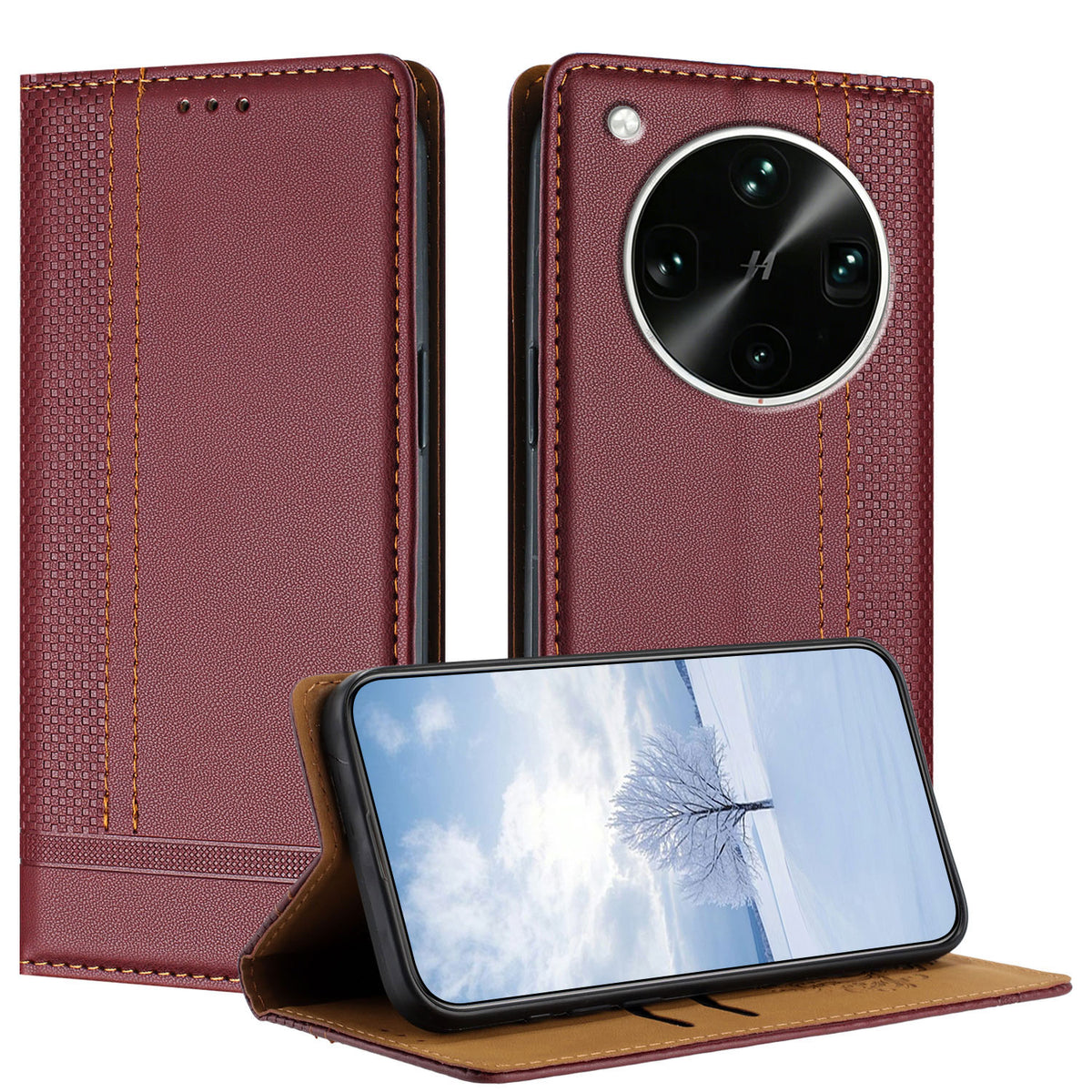 For Oppo Find X9 Ultra 5G Case L-Shaped Grid Pattern Leather Stand Phone Cover with Card Slots