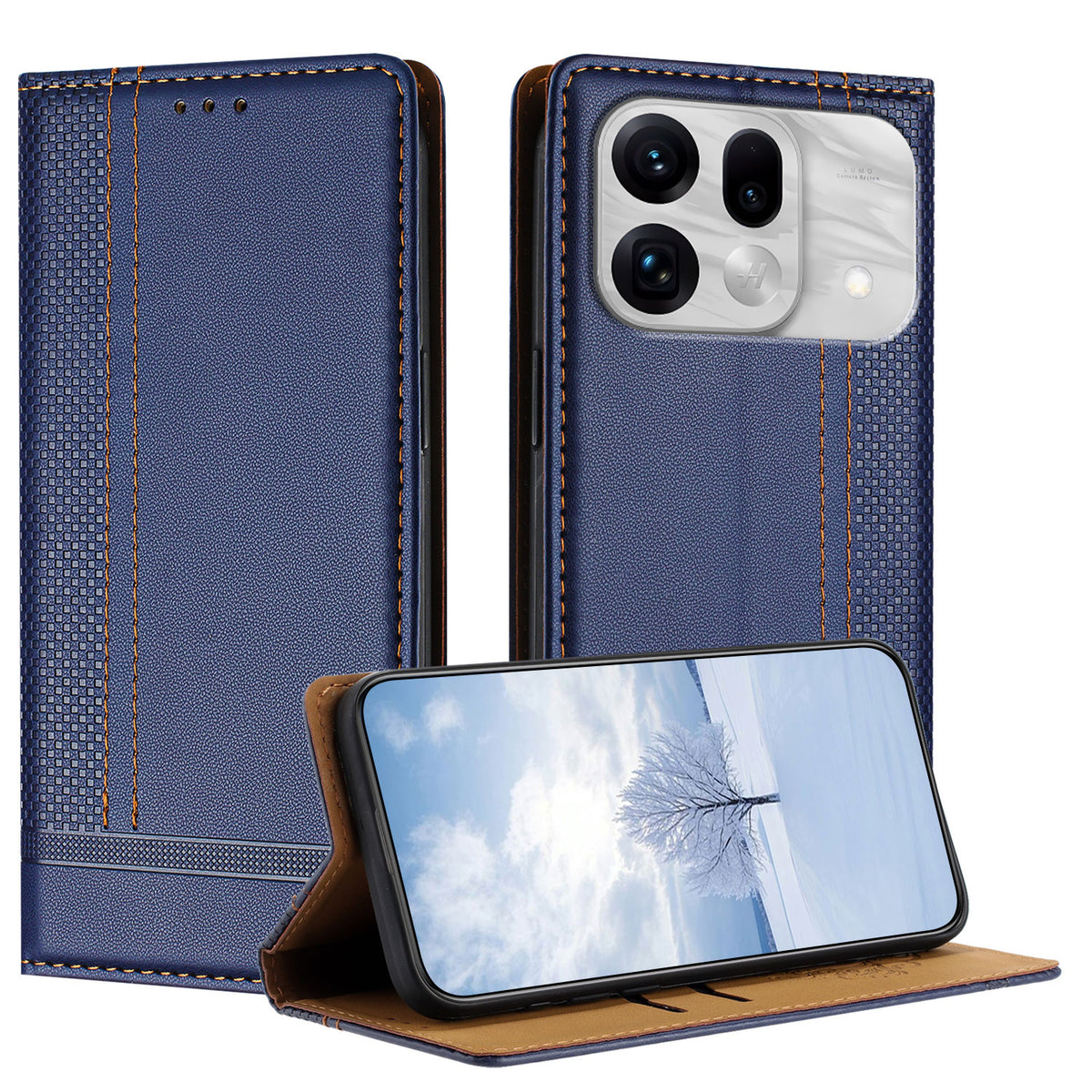 For Oppo Find X9s Pro 5G Case L-Shaped Grid Pattern Leather Stand Phone Cover with Card Slots