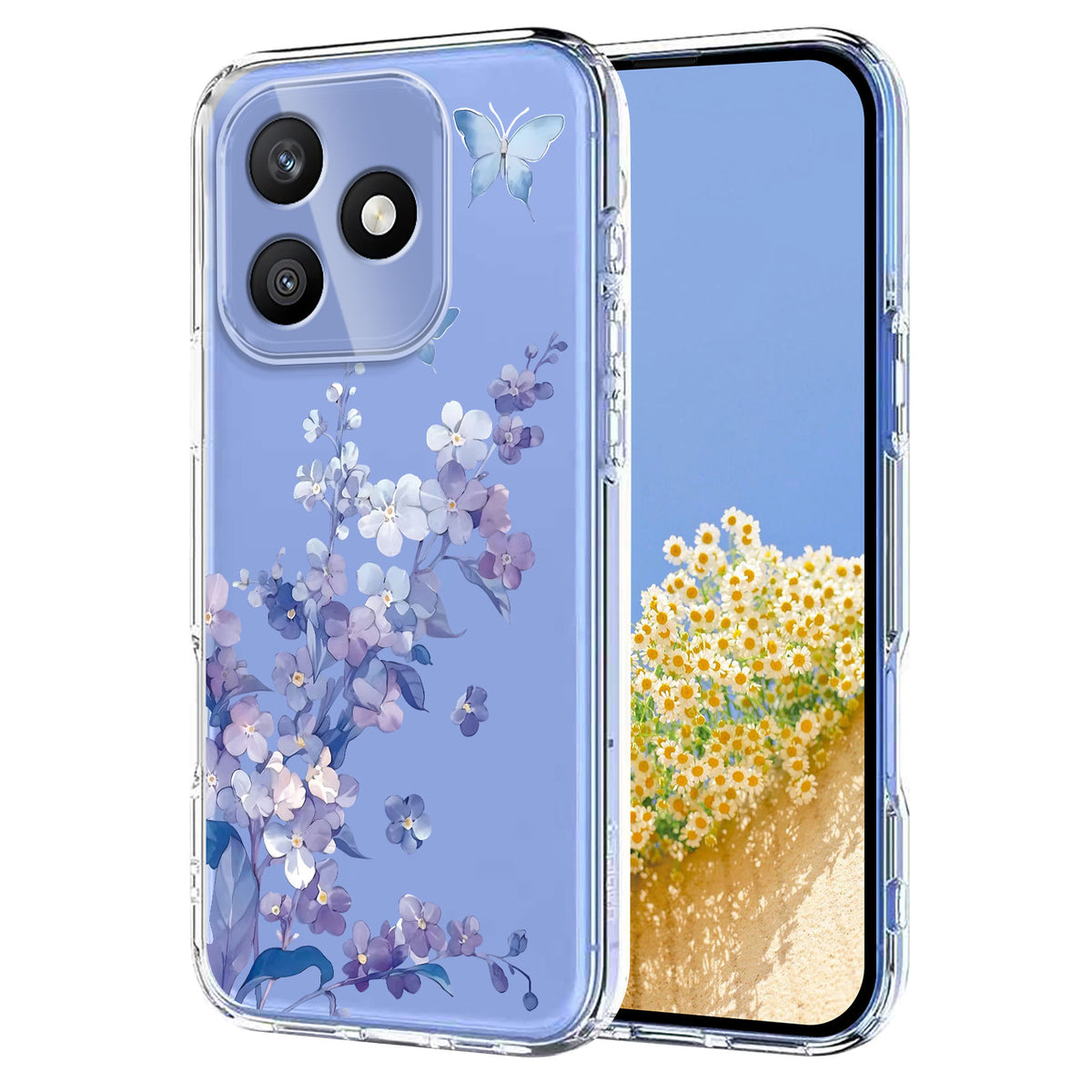 For Honor X8d 4G Case Butterfly Floral Pattern Printing TPU Phone Back Cover