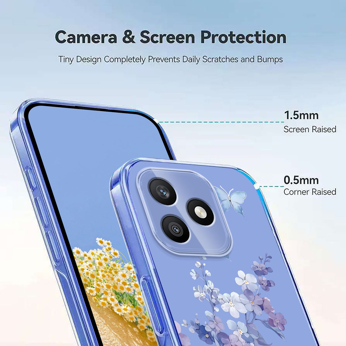 For Honor X8d 4G Case Butterfly Floral Pattern Printing TPU Phone Back Cover