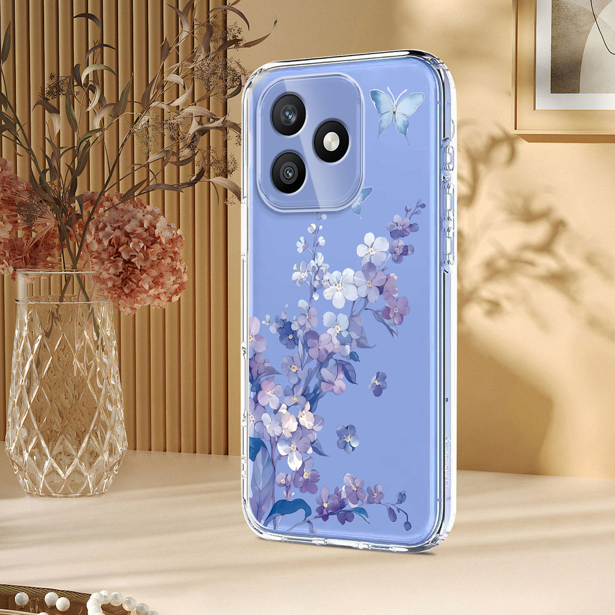 For Honor X8d 4G Case Butterfly Floral Pattern Printing TPU Phone Back Cover