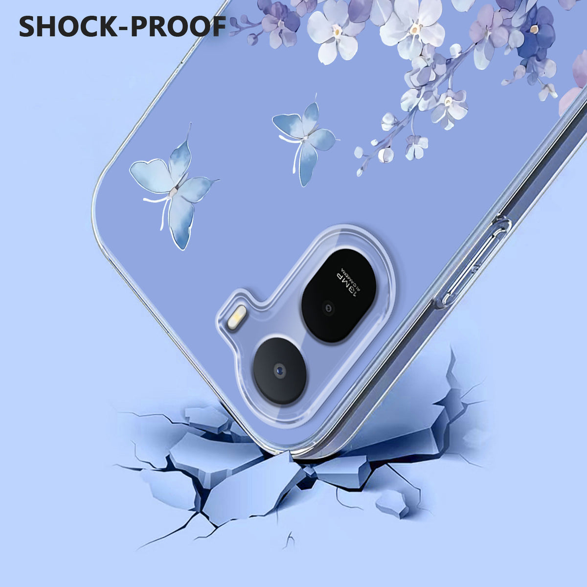 For Xiaomi Redmi A7 Pro 4G (171.56mm) / Poco C85x 5G Case Butterfly Floral Pattern Printing TPU Phone Back Cover