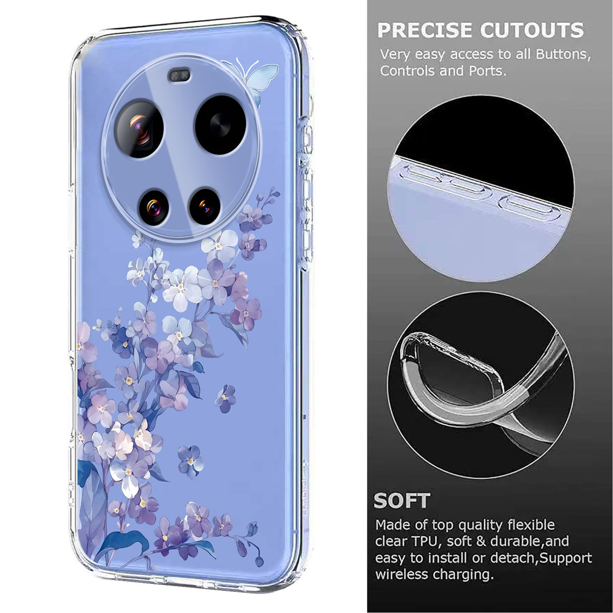 For Xiaomi 17 Ultra 5G Case Butterfly Floral Pattern Printing TPU Phone Back Cover
