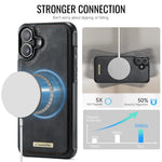 CaseMe For iPhone 16 Plus C69 Series Magnetic Case Leather Coated TPU Phone Cover