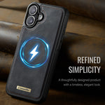 CaseMe For iPhone 16 Plus C69 Series Magnetic Case Leather Coated TPU Phone Cover