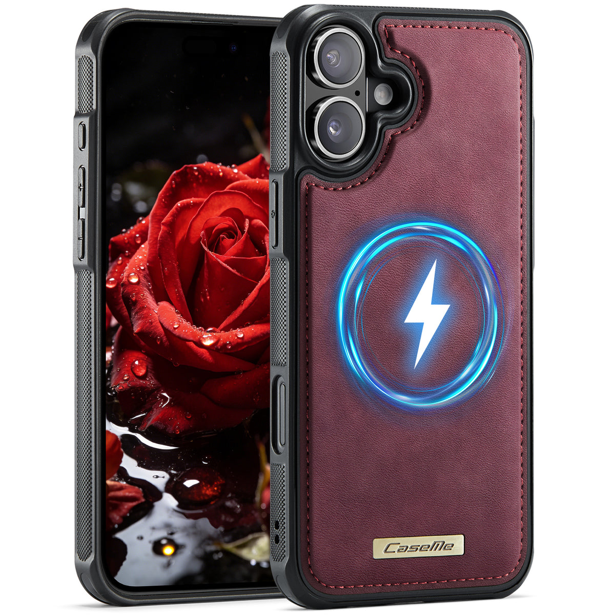 CaseMe For iPhone 16 Plus C69 Series Magnetic Case Leather Coated TPU Phone Cover