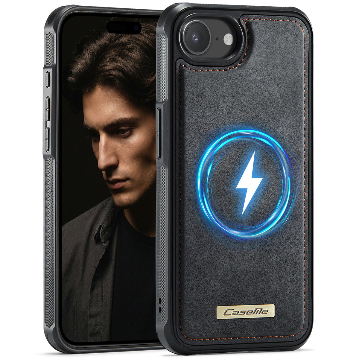 CaseMe For iPhone 16e / iPhone 17e C69 Series Magnetic Case Leather Coated TPU Phone Cover