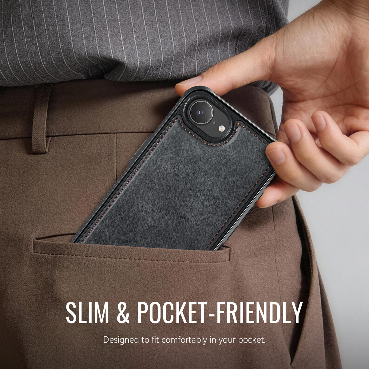 CaseMe For iPhone 16e / iPhone 17e C69 Series Magnetic Case Leather Coated TPU Phone Cover