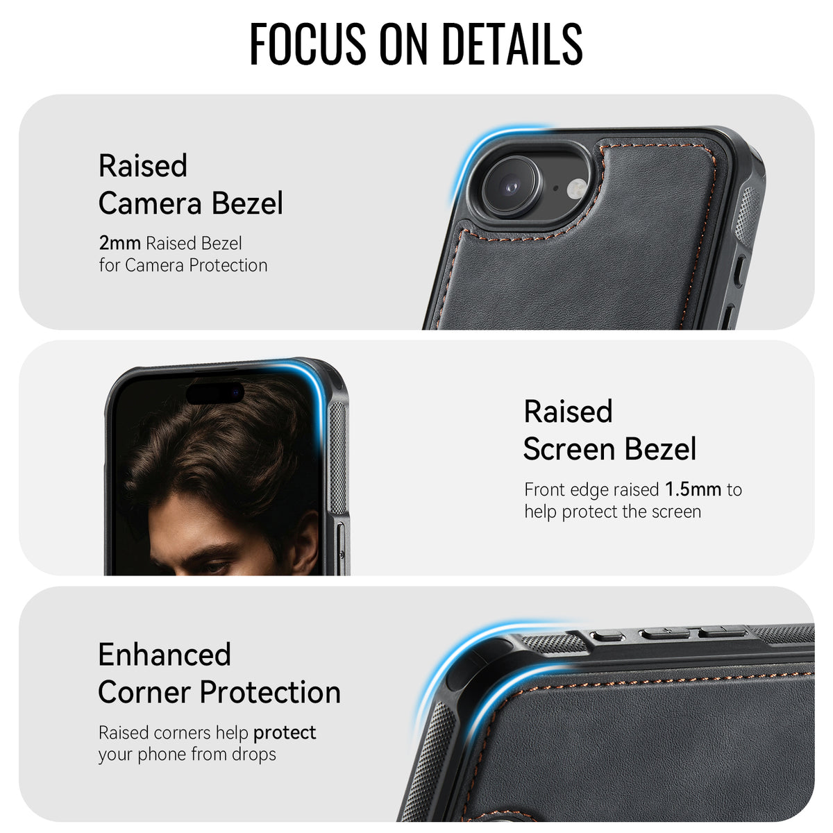 CaseMe For iPhone 16e / iPhone 17e C69 Series Magnetic Case Leather Coated TPU Phone Cover