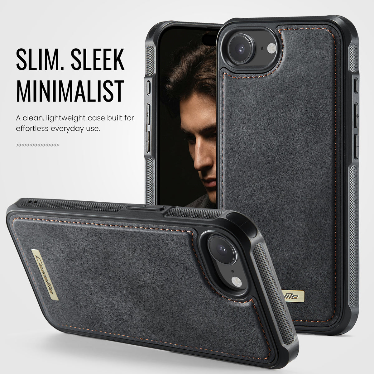 CaseMe For iPhone 16e / iPhone 17e C69 Series Magnetic Case Leather Coated TPU Phone Cover