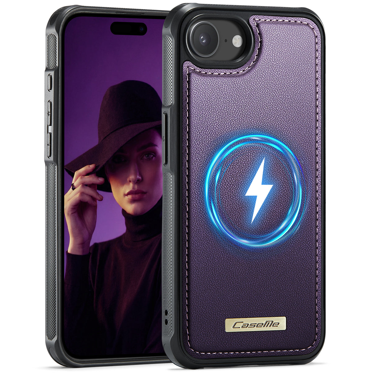 CaseMe For iPhone 16e / iPhone 17e C69 Series Magnetic Case Leather Coated TPU Phone Cover
