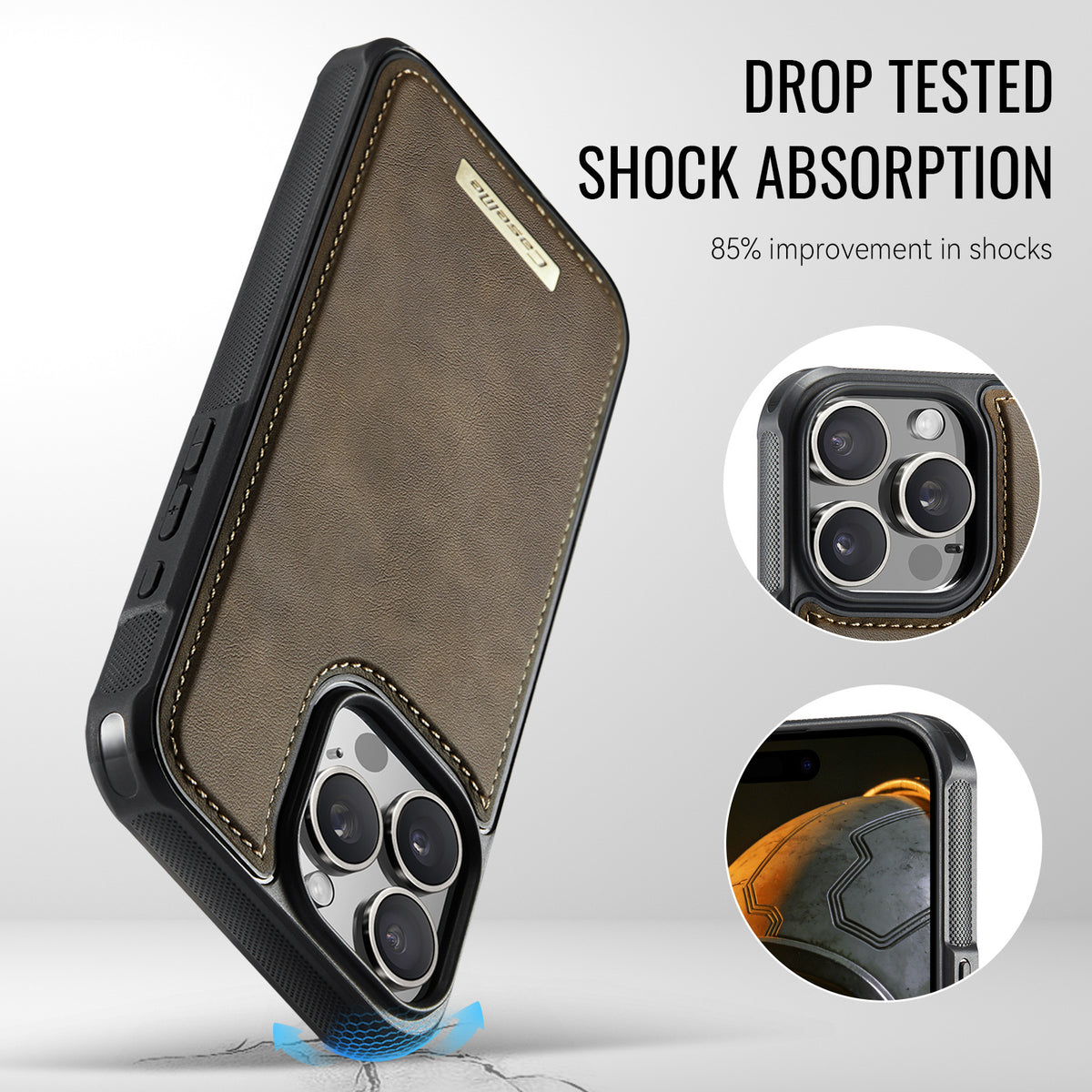 CaseMe For iPhone 14 Pro Max C69 Series Magnetic Case Leather Coated TPU Phone Cover