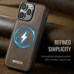 CaseMe For iPhone 14 Pro Max C69 Series Magnetic Case Leather Coated TPU Phone Cover