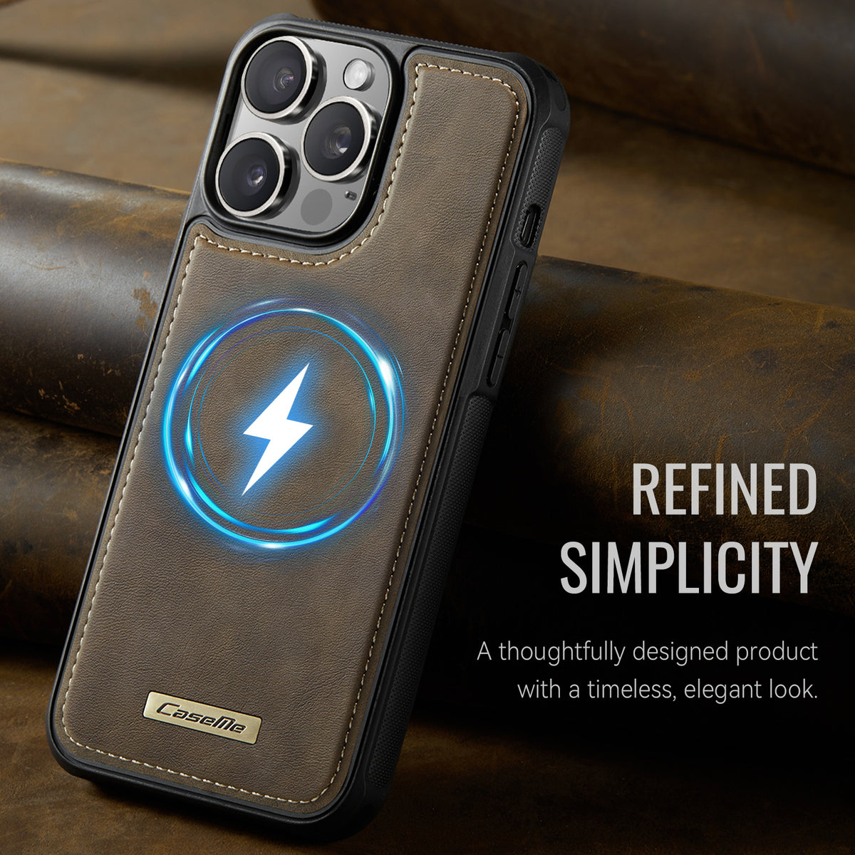 CaseMe For iPhone 14 Pro Max C69 Series Magnetic Case Leather Coated TPU Phone Cover