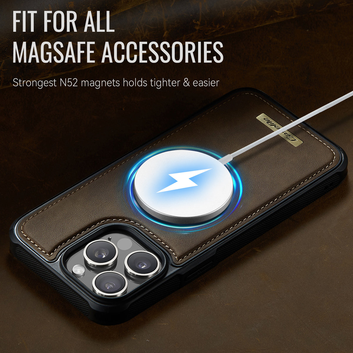 CaseMe For iPhone 14 Pro Max C69 Series Magnetic Case Leather Coated TPU Phone Cover