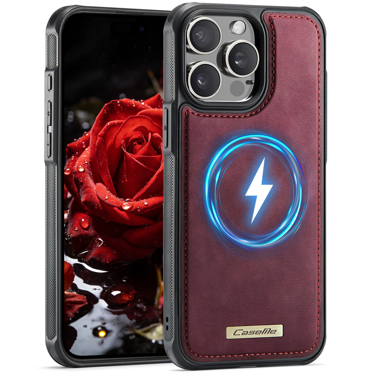 CaseMe For iPhone 14 Pro Max C69 Series Magnetic Case Leather Coated TPU Phone Cover