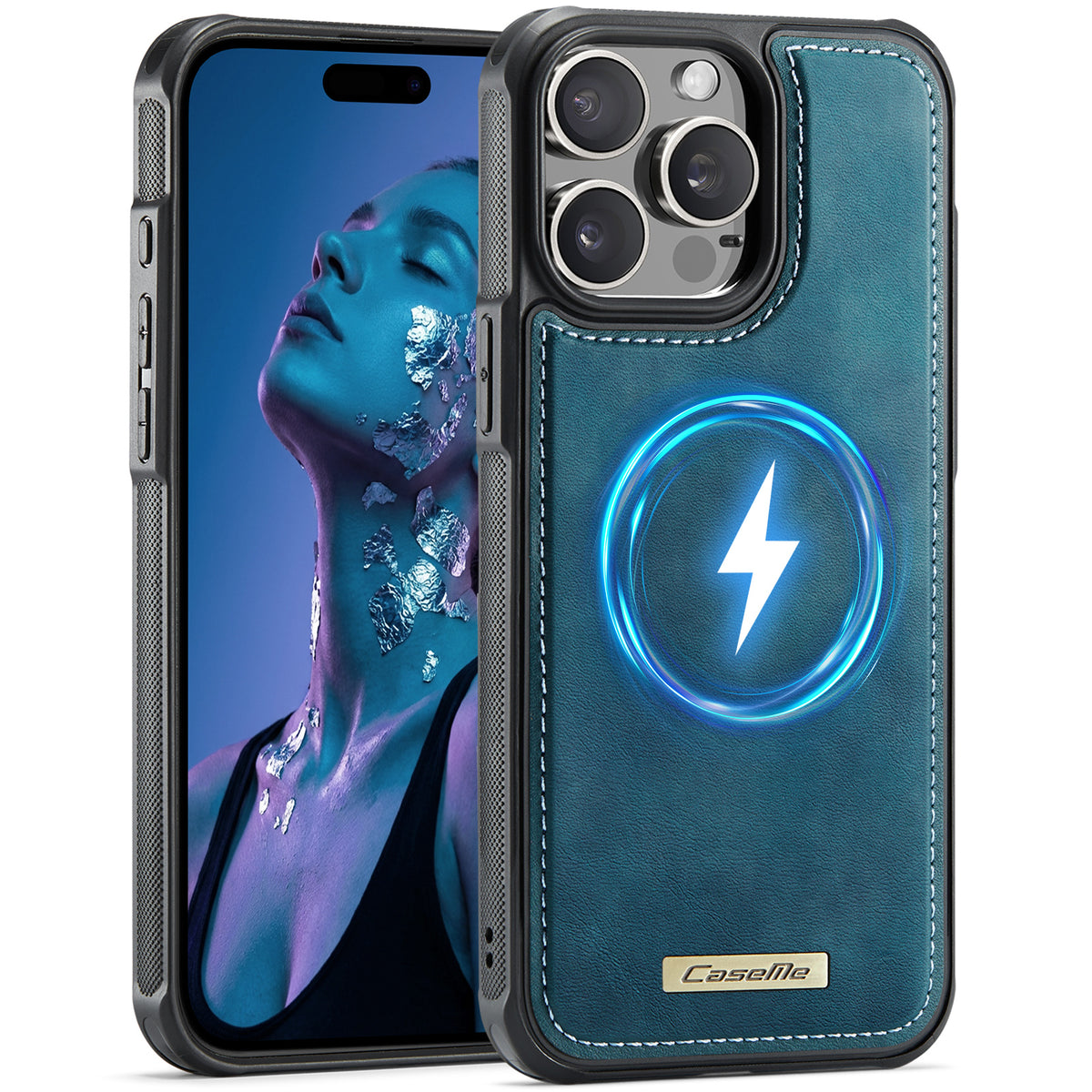 CaseMe For iPhone 14 Pro Max C69 Series Magnetic Case Leather Coated TPU Phone Cover
