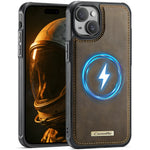 CaseMe For iPhone 13 C69 Series Magnetic Case Leather Coated TPU Phone Cover