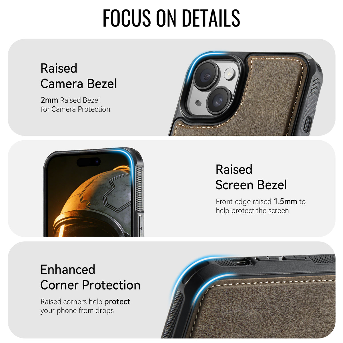 CaseMe For iPhone 13 C69 Series Magnetic Case Leather Coated TPU Phone Cover