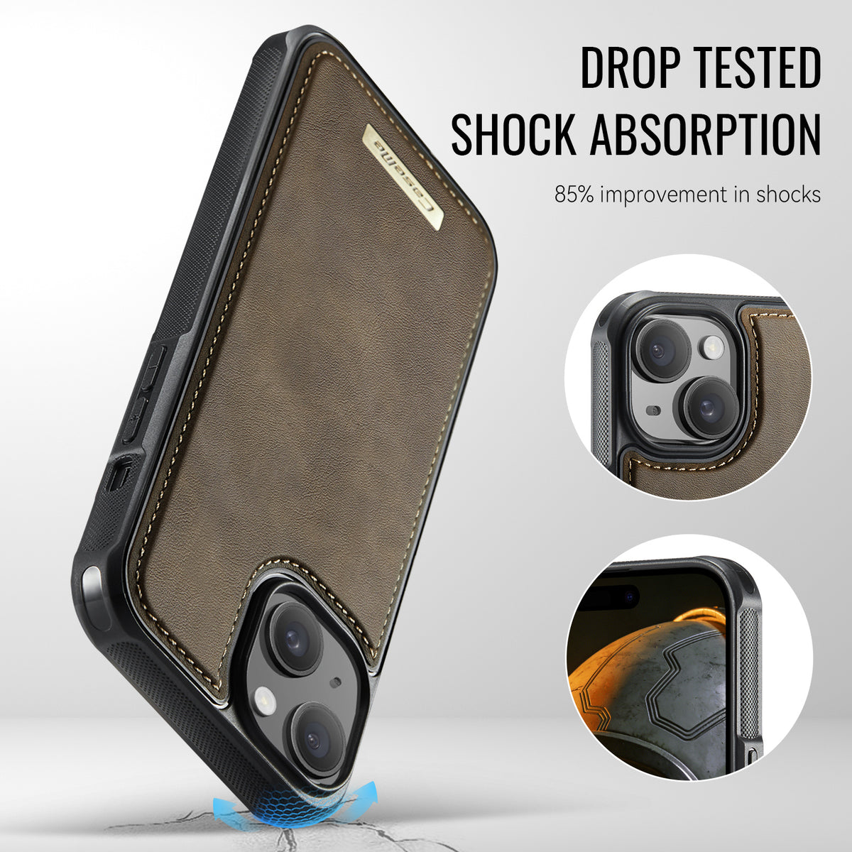 CaseMe For iPhone 13 C69 Series Magnetic Case Leather Coated TPU Phone Cover