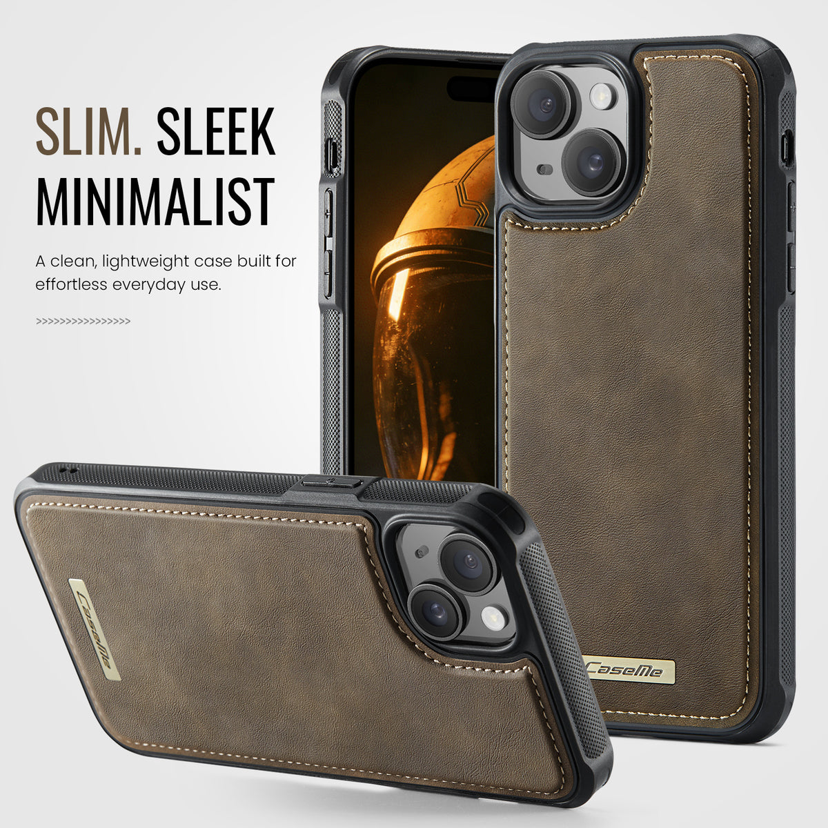 CaseMe For iPhone 13 C69 Series Magnetic Case Leather Coated TPU Phone Cover