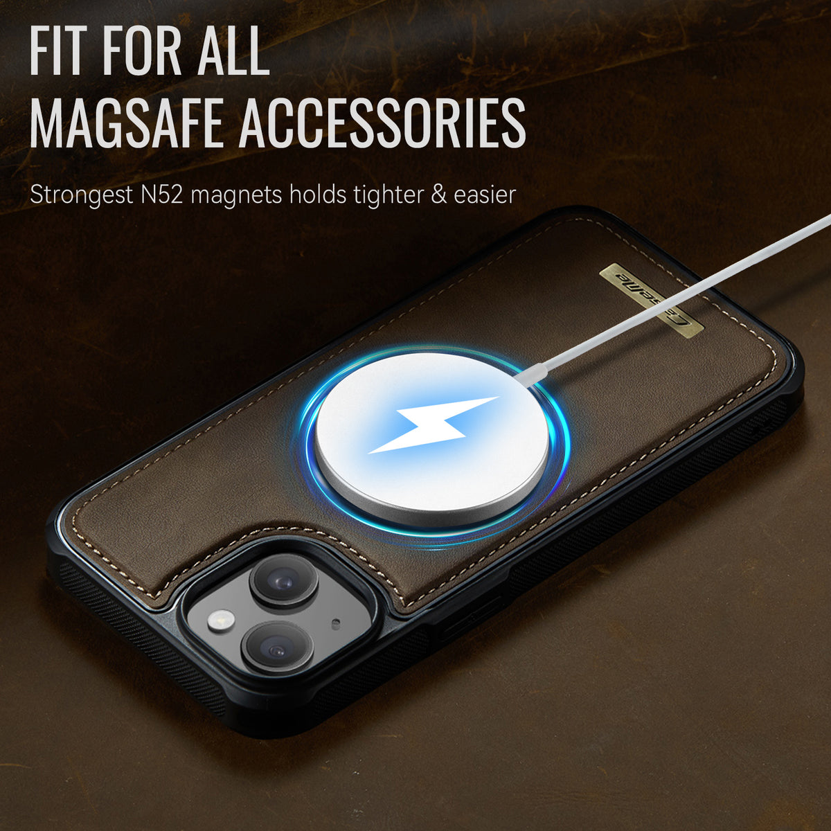 CaseMe For iPhone 13 C69 Series Magnetic Case Leather Coated TPU Phone Cover