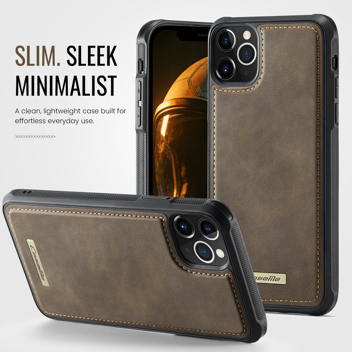 CaseMe till iPhone 11 Pro C69 Series Magnetiskt fodral TPU-skal belagt med läder