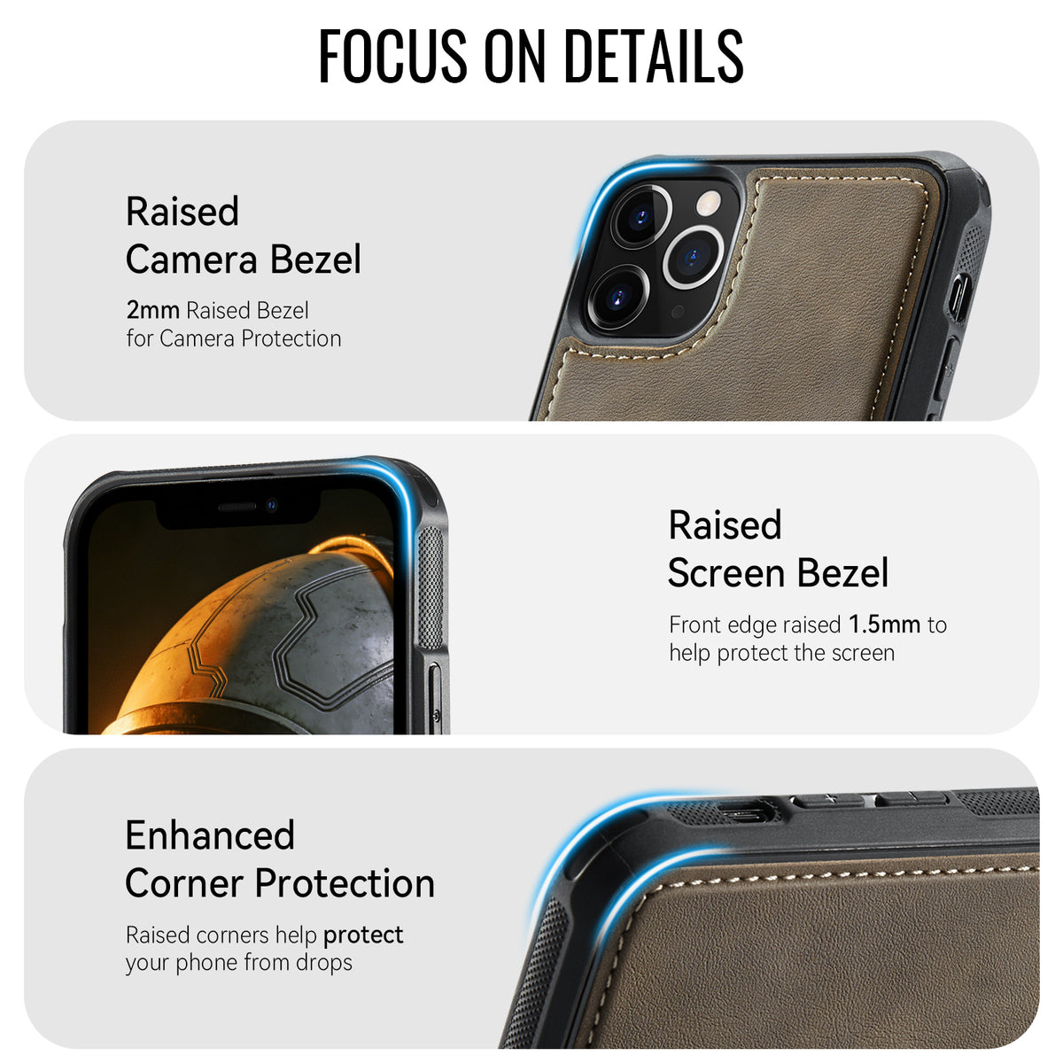 CaseMe For iPhone 11 Pro Max C69 Series Magnetic Case Leather Coated TPU Phone Cover