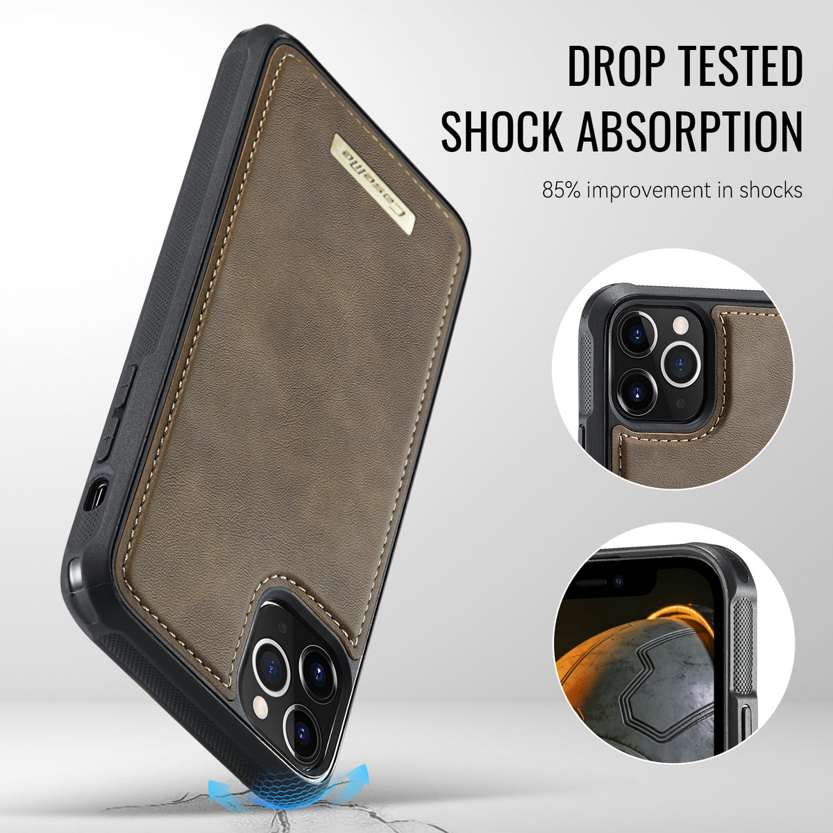CaseMe For iPhone 11 Pro Max C69 Series Magnetic Case Leather Coated TPU Phone Cover