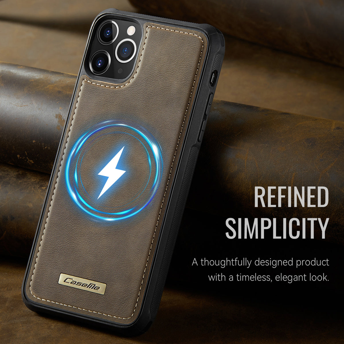 CaseMe For iPhone 11 Pro Max C69 Series Magnetic Case Leather Coated TPU Phone Cover